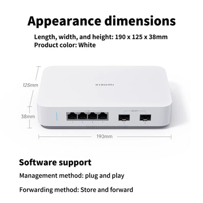 NEW Xiaomi Mi 10G Ethernet Switch 4×2.5G+2×10GMbps Mini Network Switches VLAN Ethernet Splitter Lan Router 6 Ports Hub Switch