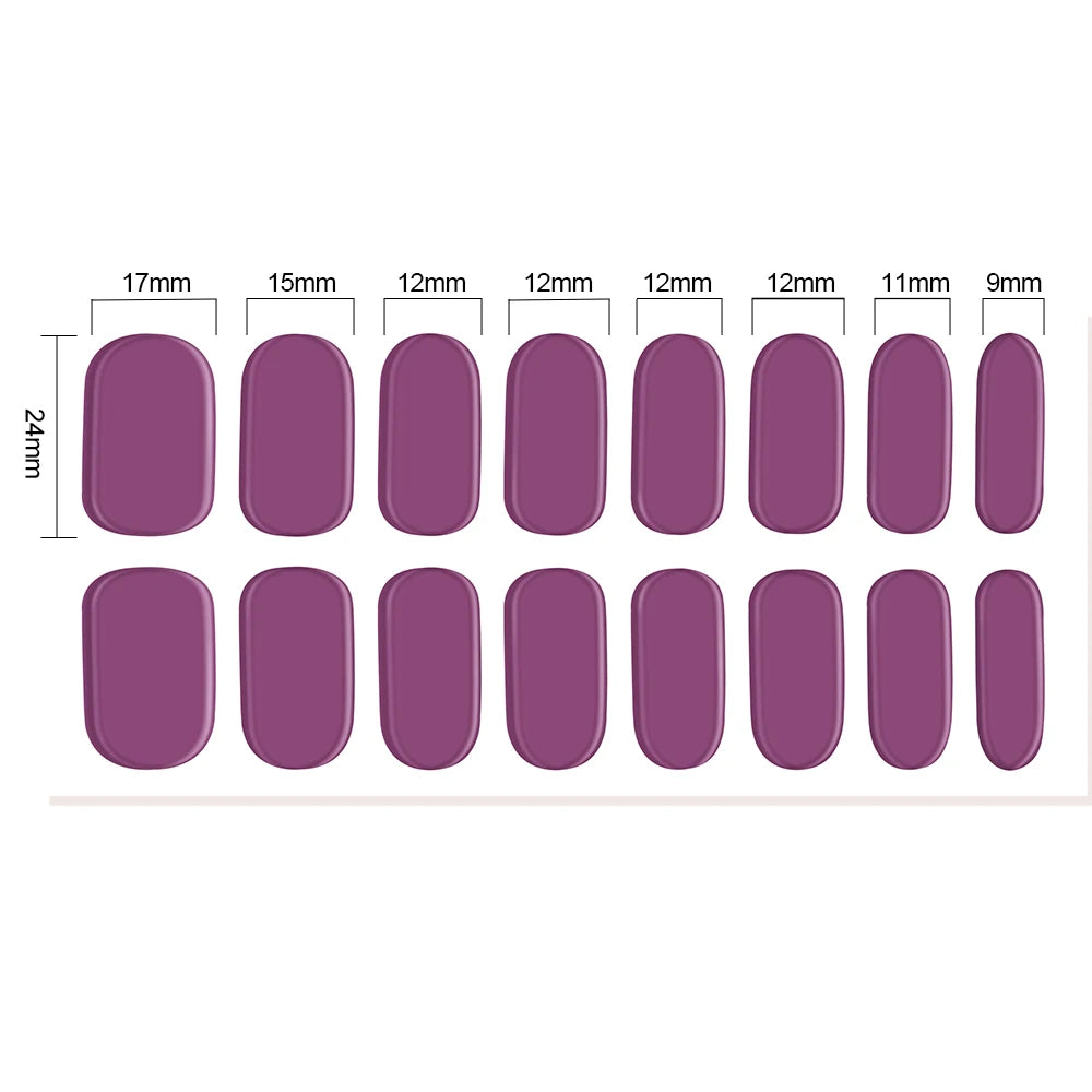 16Tips French Semi-Cured Gel Nail Wraps Sticker Pure Color Full Cover UV Gel Nail Polish Wraps Long-Lasting Nail Extension Decal