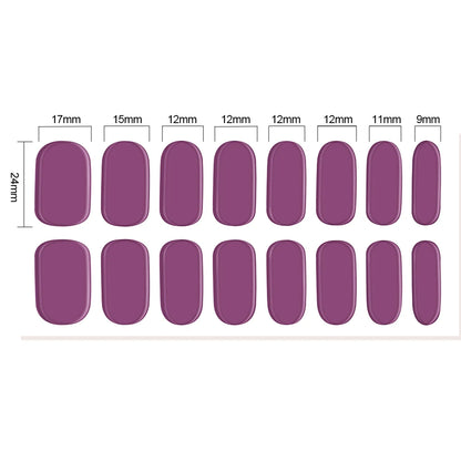 16Tips French Semi-Cured Gel Nail Wraps Sticker Pure Color Full Cover UV Gel Nail Polish Wraps Long-Lasting Nail Extension Decal