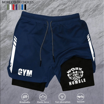 Men 2 in 1 Double Deck Marathon Running Shorts Fitness Training Pants Men's Racing Shorts Gym Wear Jogging Workout Sports Shorts