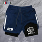 Men 2 in 1 Double Deck Marathon Running Shorts Fitness Training Pants Men's Racing Shorts Gym Wear Jogging Workout Sports Shorts