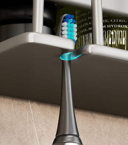 Wall Mounted Toothbrush Holder Aluminium Alloy Toothpaste Rack Bathroom Household Space Saving No Punching Bathroom Accessories