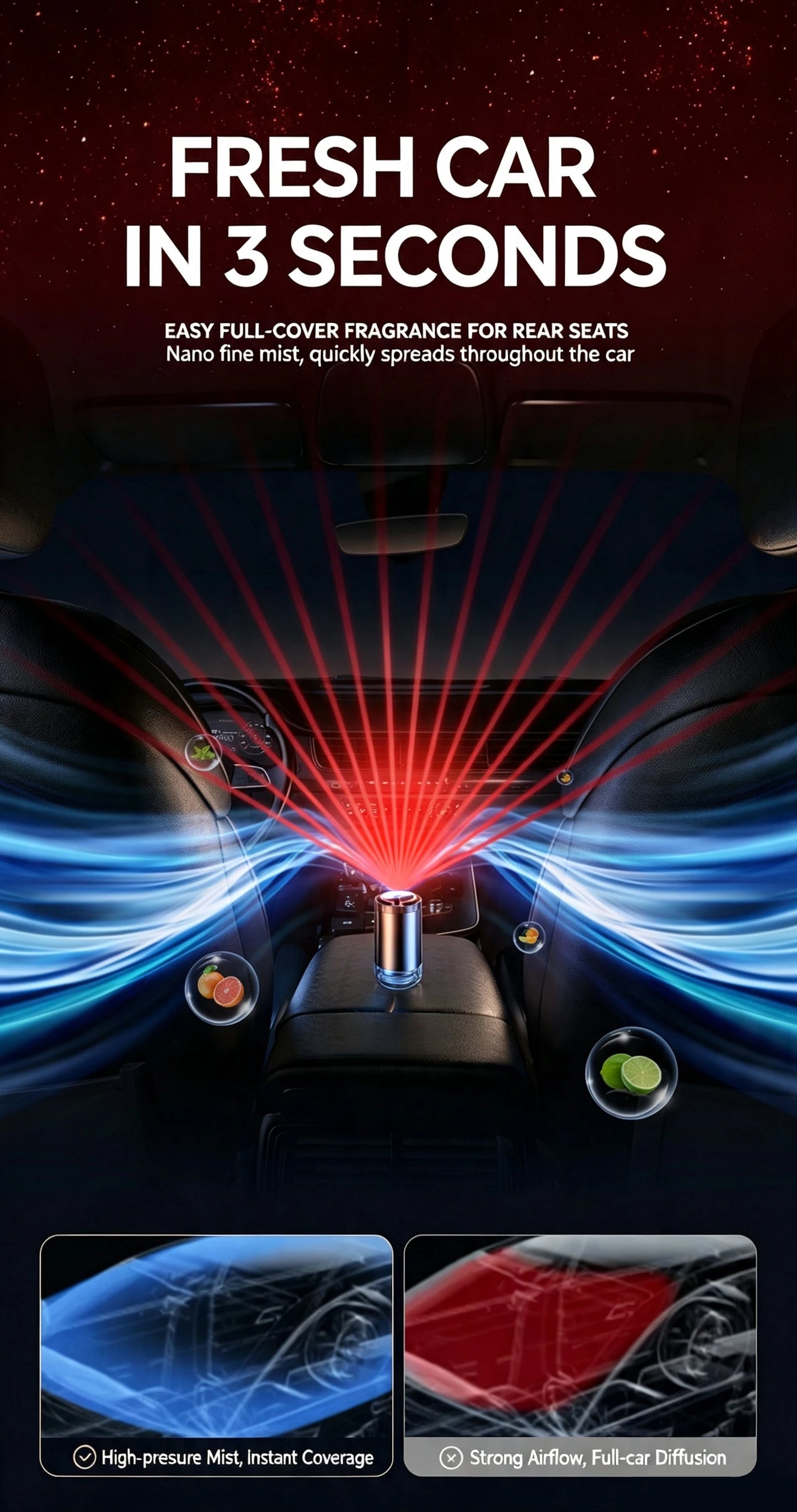 Car Air Freshener 5 Modes Car Diffuser Humidifier Smell Air Freshener Automatic Auto Scent Starry Sky Ceiling Ambient Light