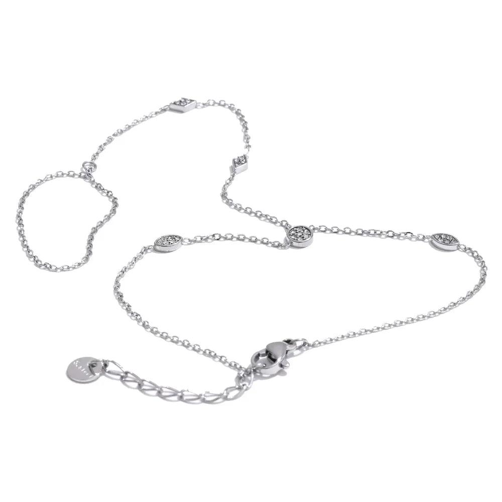 Yhpup Trendy Stainless Steel Zircon Beads Back of Hand Chain Finger Bracelet Fashion Chic Sexy Jewelry Waterproof Wholesale Gift