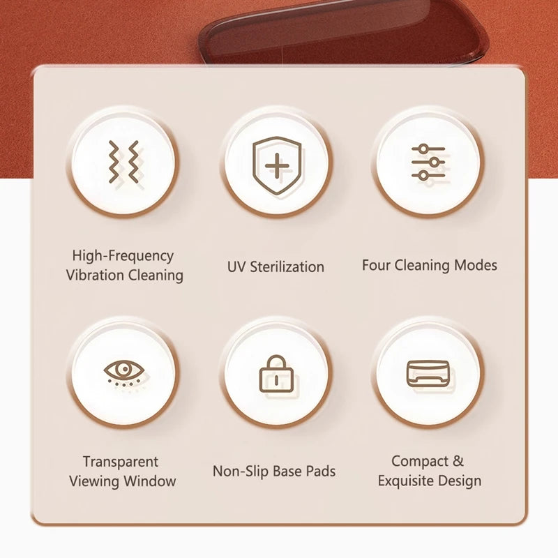 Lenovo Ultrasonic Cleaner Portable Household Dual-Tank Mini Sonic Cleaning Machine for Eyeglasses Dentures, Retainer, Jewelry