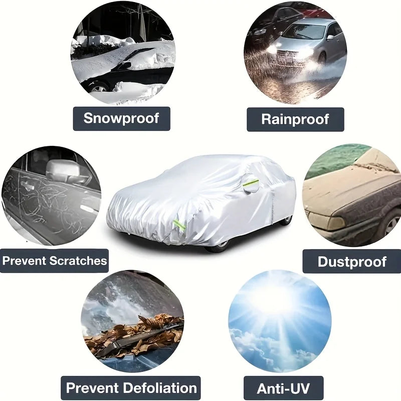 Car Cover Outdoor Protection Exterior Sun Snow UV Covers SUV Sedan Auto Sunshade Dustproof Waterproof Black Silver