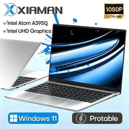 Xiaman 14.1 Inch HD Display Laptop Computer Windows 11 Pro Intel Atom A3950 Laptops Lightweight Notebook PC Office Study Computer