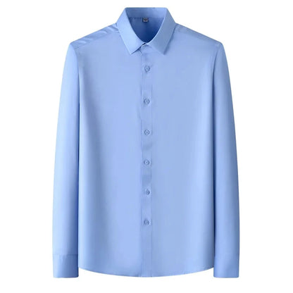 New Anti-Wrinkle Men Shirts Long Sleeve Dress Shirts For Men Slim Fit Camisa Social Business Blouse White Office Shirt S-6XL