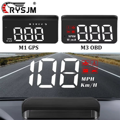 M3 OBD2 HUD / M1 GPS Head Up Display Auto Projection GPS Speedometer Digital Car Accessories Glass Projector Display HUD Alarm