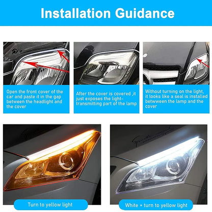 1Pc LED DRL Car Running Light Flexible Waterproof Strip Auto Headlights White Turn Signal Brake Flow Lights Car Styling 12V