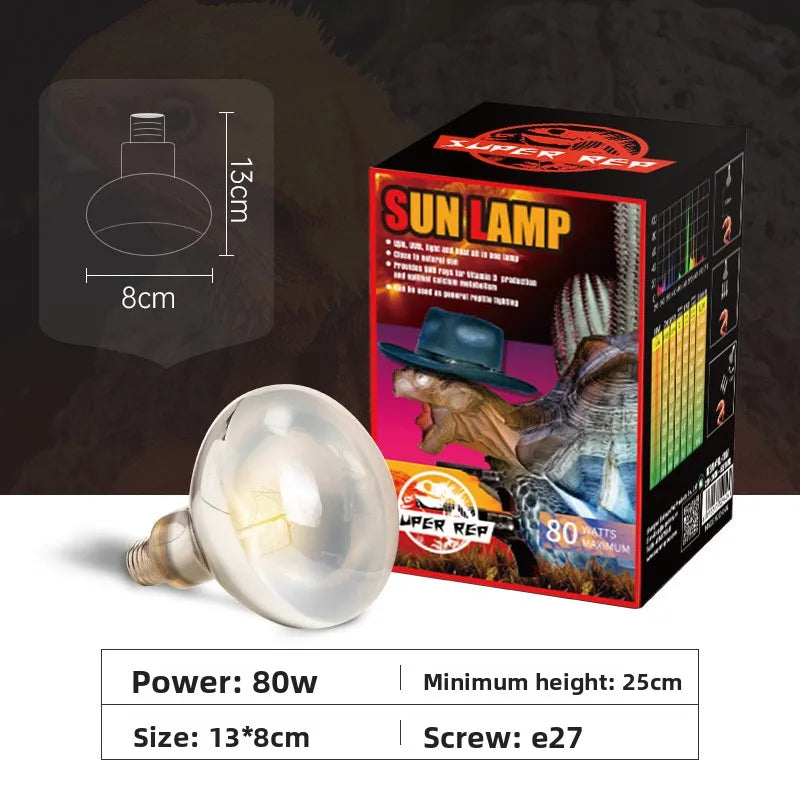 SuperRep Full Spectrum Reptile Sun Lamp - UVA/UVB Heat & Light for Tortoises & Bearded Dragons - Calcium Synthesis Basking Bulb