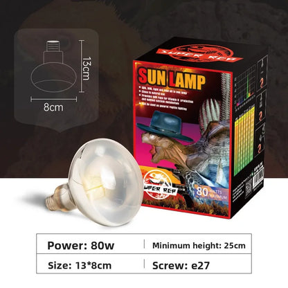 SuperRep Full Spectrum Reptile Sun Lamp - UVA/UVB Heat & Light for Tortoises & Bearded Dragons - Calcium Synthesis Basking Bulb