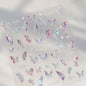 Shiny Jelly Butterfly Charming Golden Gradient Bowknot 5D Self Adhesive Nail Art Sticker Flower Petal Rhinestone Manicure Decals