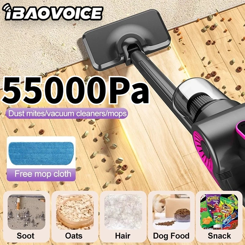 4-in-1 Cordless Stick Vacuum Cleaner 55000Pa Suction Power Powerful  Cordless Rechargeable Lithium Battery for Carpet Floor Pet