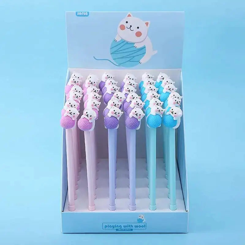 1 Pcs Lytwtw's Cute Creative Cat Gel Pen Cartoon Kawaii Stationery Office School Supplies sweet pretty lovely cartoon Handles