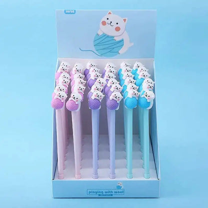 1 Pcs Lytwtw's Cute Creative Cat Gel Pen Cartoon Kawaii Stationery Office School Supplies sweet pretty lovely cartoon Handles