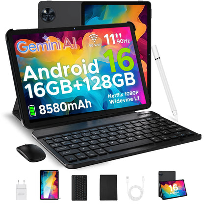 DOOGEE U11 Android 15 Tablet 11'' Ultra-clear 90Hz Display 4GB RAM 128GB ROM 8580mAh Battery Dual Speaker Supports Widevine L1