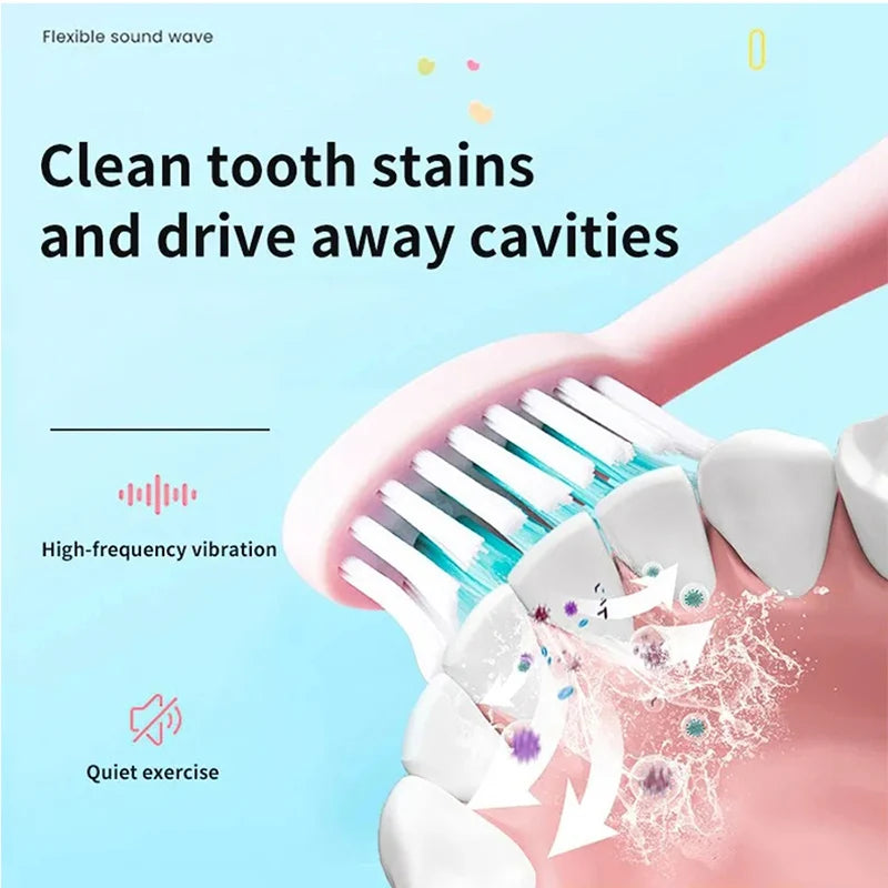 Kids Sonic Electric Toothbrush Rechargeable Smart Timer Colorful Cartoon Teeth Whitening Portable USB Charging  Tooth Brush