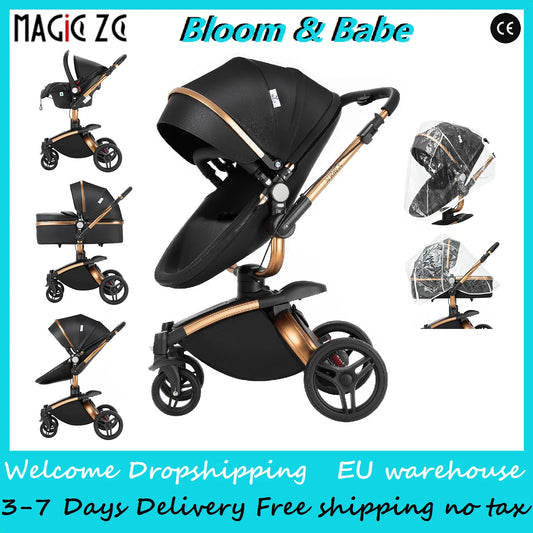 Baby pram Lightweight stroller Baby carriage PU 3in1 stroller Baby stroller 3-in-1 Baby carriage strollers for baby light carts