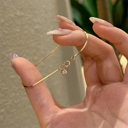 Dainty Flower Geometric Bracelet New High-End Minimalist Zircon Charm Blade Chain Women’s Bracelet Party Jewelry Gift
