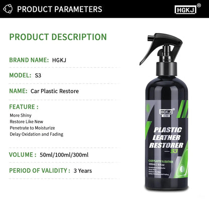 300ML Car Interior Plastic Restorer Liquid Leather Seat Spray Restoration Coat Wax Car Care Product Plastics Renovator HGKJ S3