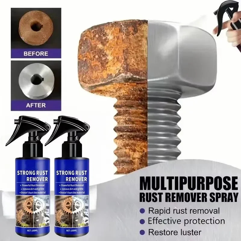 1/3 Pcs 100ml Car Rust Remover Spray Clean Metal Iron Quickly Auto Exhaust Pipe Rust Derusting Spray Auto Stain Removal Agent