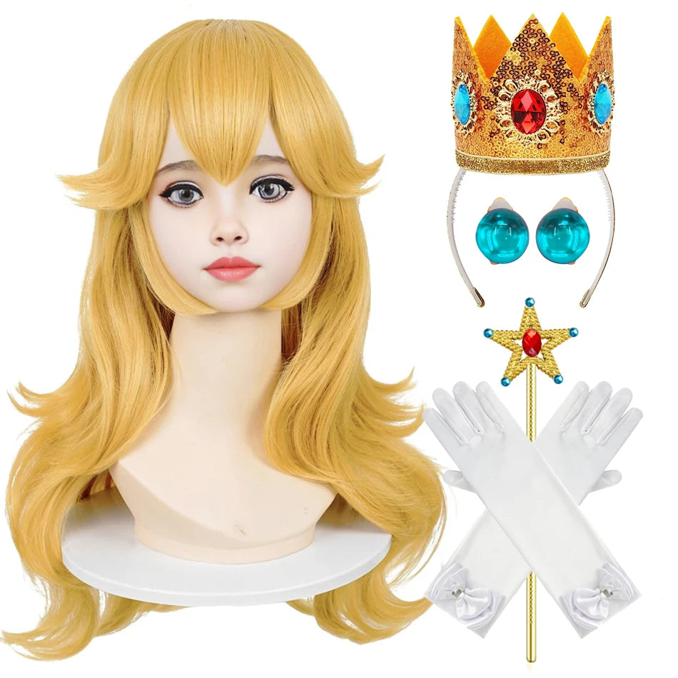 Peach Princess Costume with LED Color Light Toddler Birthday Game Role Play Dress Girl Halloween Festival Gown Pink Lace 4-8 Y