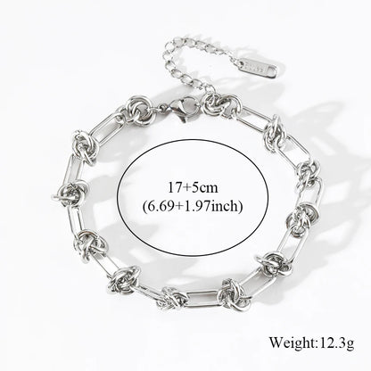 GANPUP 316L Stainless Steel Metal Beads Charms Bracelet Bangle for Women Texture Trendy Wrist Chain Jewelry Gift Bijoux Femme