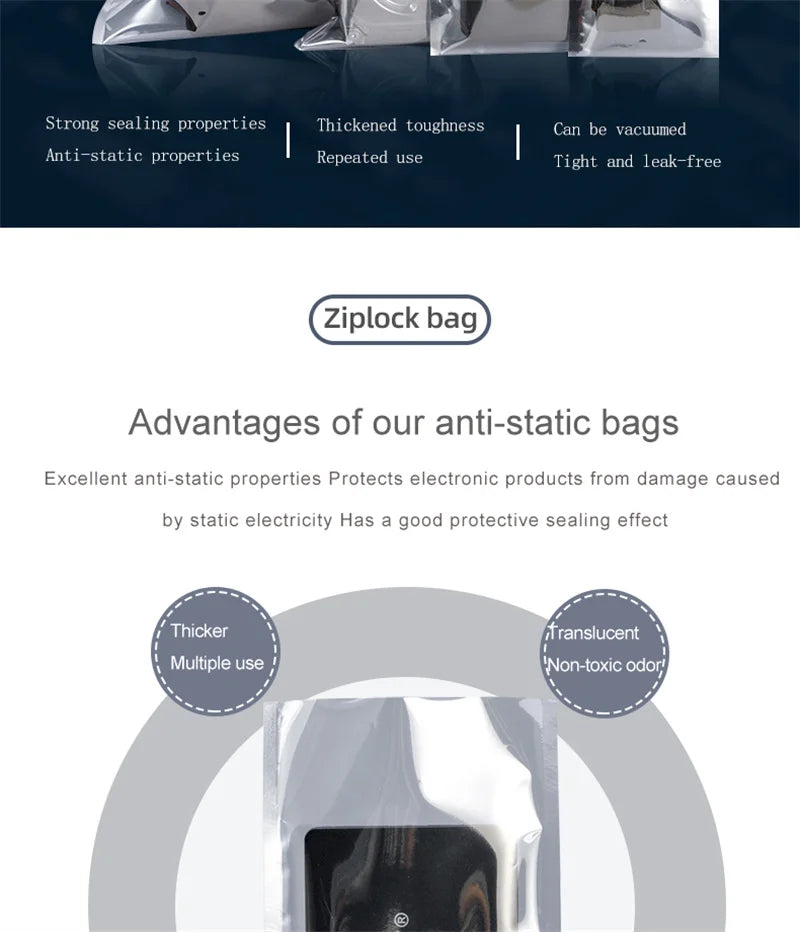 ESD Bag with Top Open Anti Static Shielding Package for Storage Electronic Components PCB Board Protection USB Pouches