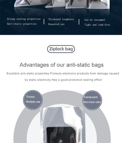 ESD Bag with Top Open Anti Static Shielding Package for Storage Electronic Components PCB Board Protection USB Pouches