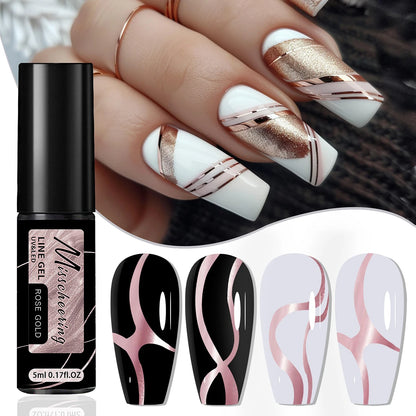 Gold Silver Metallic Liner Paint Gel Nail Polish Chrome Mirror Metal Effect Super Bright French UV LED Semi Permanent Nail Gel