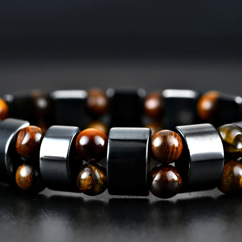 Hot selling men's tiger eye stone bracelet men's bracelet fashion bead black stone elastic bracelet