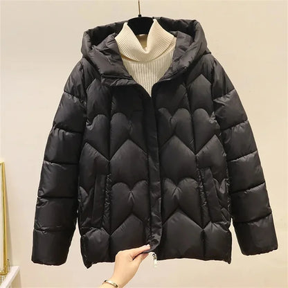 2025 New Style Korean Fashion Winter Jacket Short Down Bread Service Woman Snow Wear Puffer Coats Loose Warm Parkas Hooded Outwe