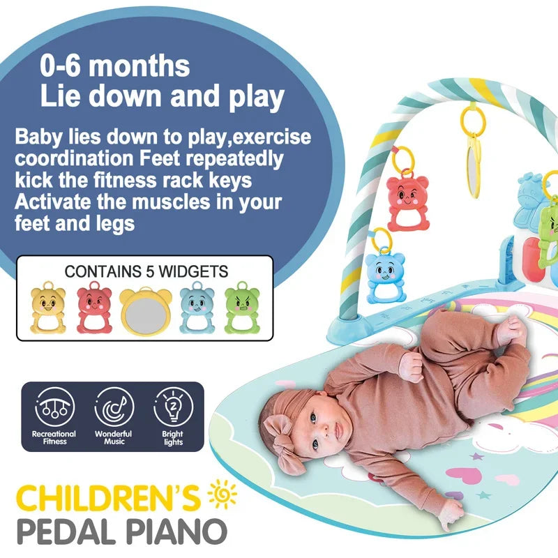 Musical Baby Activity Gym Rack Play Mat Kid Rug Puzzle Mat Carpet Piano Keyboard Infant Playmat Crawling Game Pad Baby Toy Gift