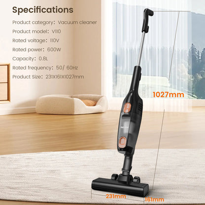 Sejoy 110/220v Corded Vacuum Cleaners 15Kpa Powerful Suction 600W Motor Stick Handheld Vacuum Cleaner for Home Pet Hair Carpet