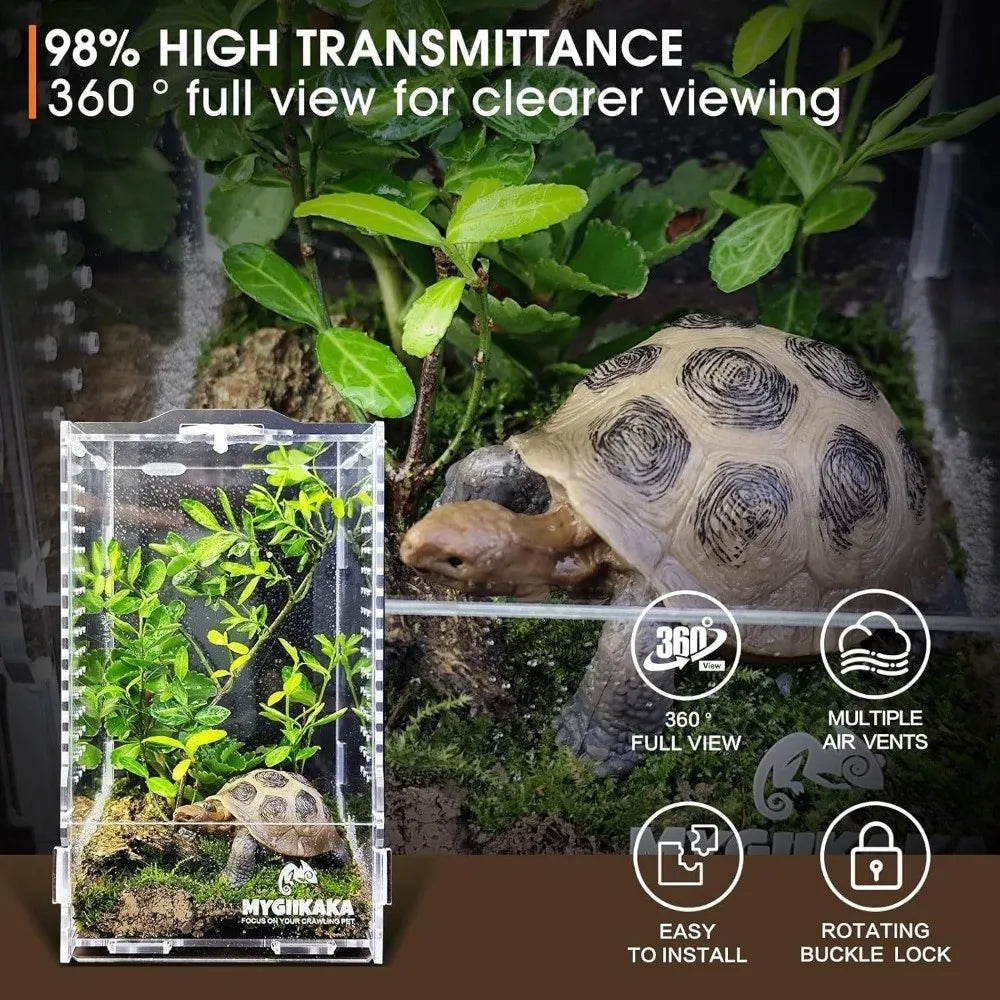 Acrylic Jumping Spider Enclosure Buckle Lock Escape Proof Spider House Ventilated Transparent Reptile Habitat Small Pet Supplies
