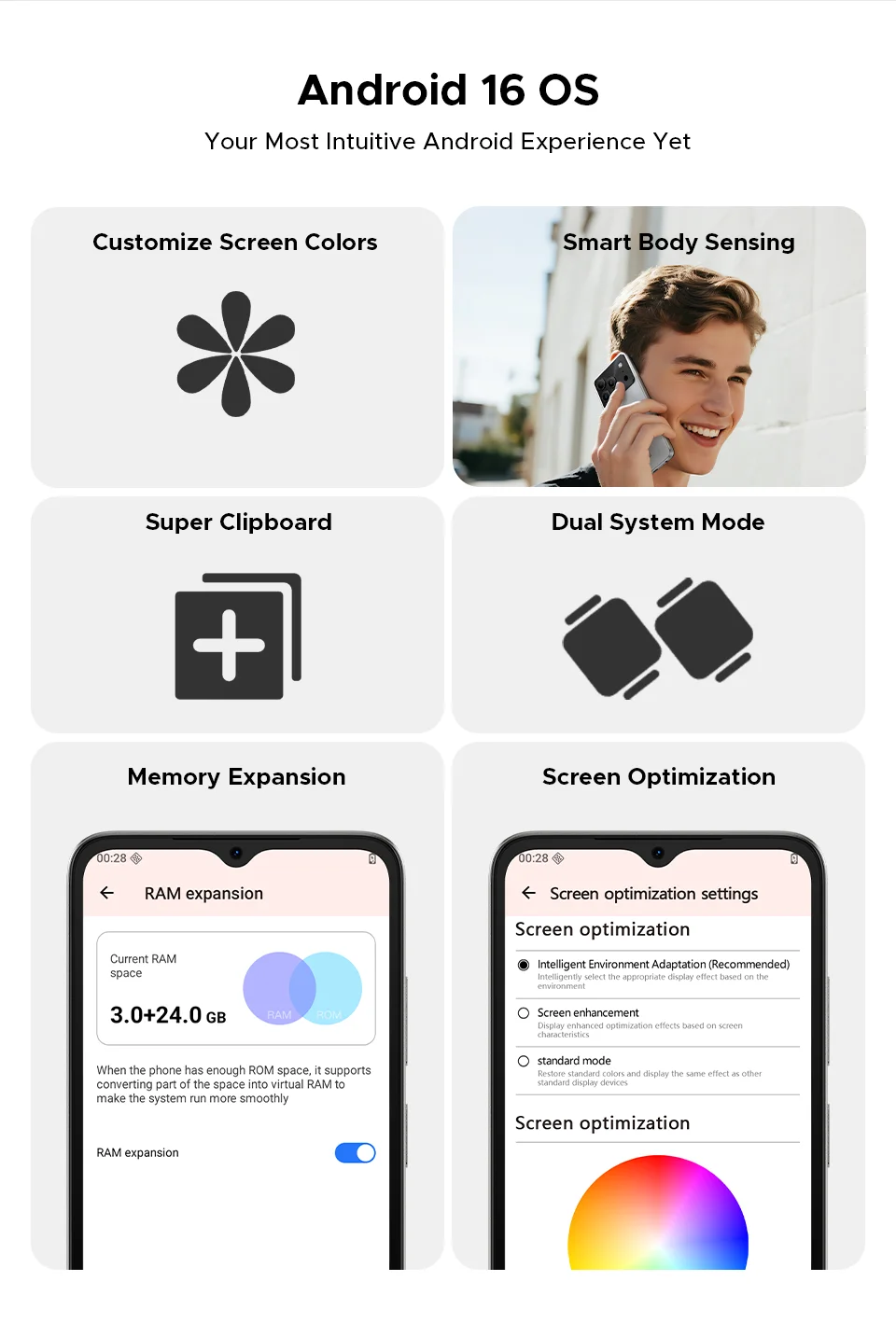 Global Version DOOGEE Note 56 Smartphone Android 16 6150mAh Battery 6.56'' Display 24GB RAM + 64GB ROM 8MP Camera Mobile Phone
