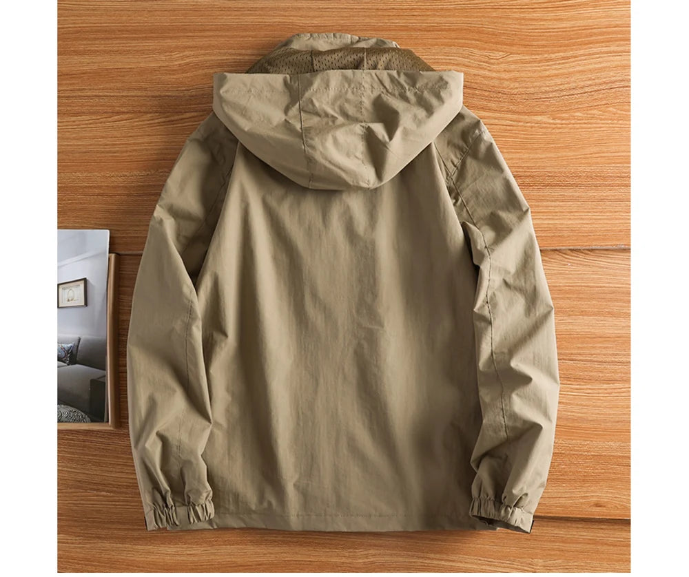 Autumn Men's Hiking Waterproof Jackets Men Outdoor Quick Dry Climbing Hooded Coats Men Sports Breathable Windbreaker Jackets 5XL