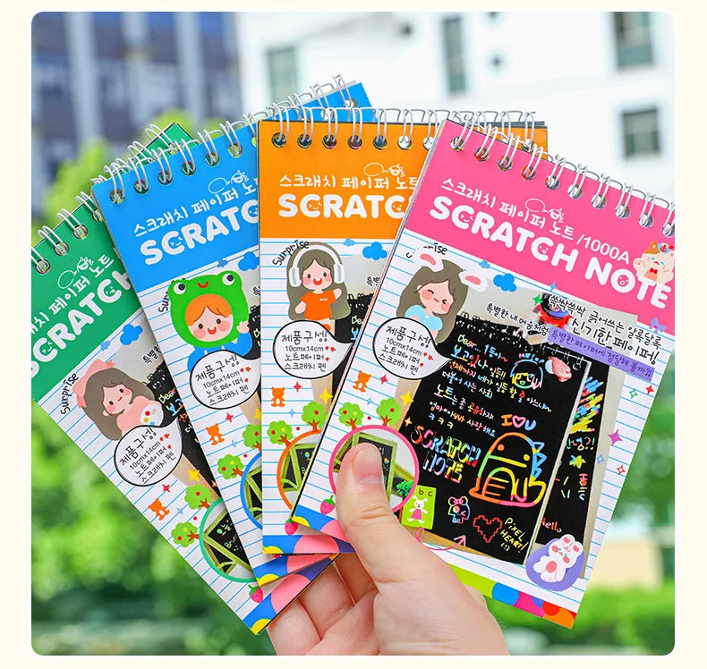 Magic Scratch Art Notebook for Kids DIY Rainbow Drawing Pad Book No-Mess Art Classroom Craft Activity Birthday Favor Gift Set