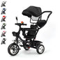 Baby scalable Tricycle 1 to 5 years, bike for elderly plus children, reversible seat, large basket and bag, larger wheels, with thrust handle, green/pink/black/red/blue/gray
