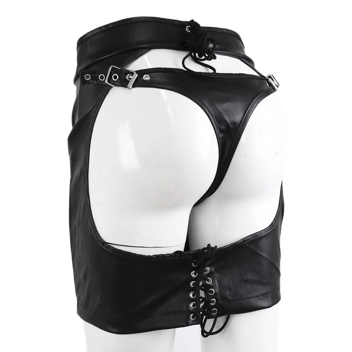 SM Products Adult Toys Black Leather Bondage Set Bdsm Sex Erotic Fetish Mini Dress Porn Skirt Adult Games  Exotic Accessories