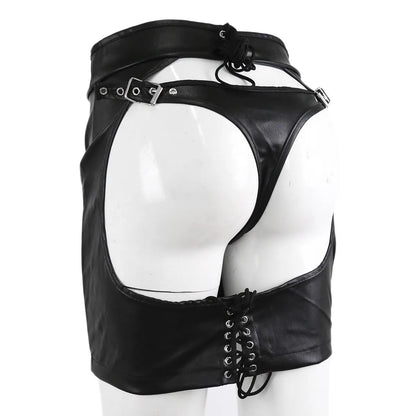 SM Products Adult Toys Black Leather Bondage Set Bdsm Sex Erotic Fetish Mini Dress Porn Skirt Adult Games  Exotic Accessories