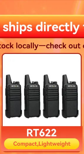 Retevis RT622 Mini Walkie Talkie 2pcs PMR446 Portable Two-way Radio PTT Walkie Talkies Communication Radio for Restaurant Hotel