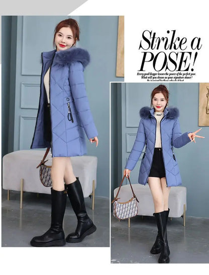 Winter New Fashion Long Cotton-padded Coat Womens Casual Hooded Parkas Womens Winter Jacket Coat Down Jacket Female