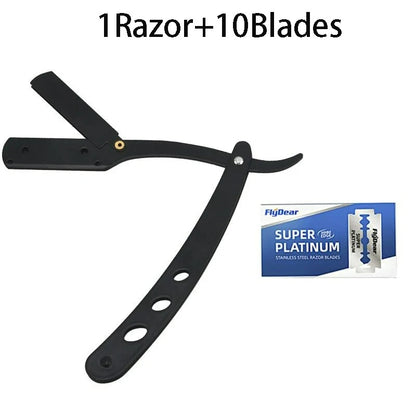 Men's Stainless Steel Razor Blade, Manual Razor Classic Wet Shaving, Black Razor Replaceable Blade