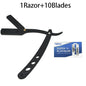 Men's Stainless Steel Razor Blade, Manual Razor Classic Wet Shaving, Black Razor Replaceable Blade