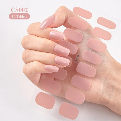 14/16Tips Full Cover Gradient Nail Stickers Multi Color Self Adhesive Slider No Need UV Lamp Cured Press ON Nail Decal