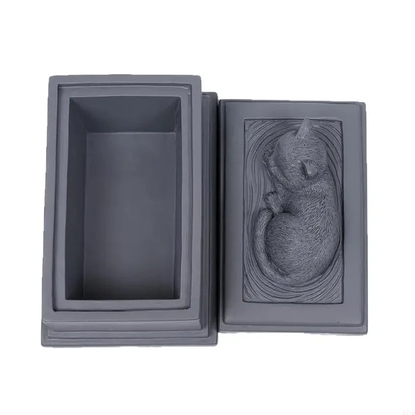 Pet Memorials Ornaments Resins Cats Asleep Urn Ashes Container Organizers for Animal Funeral Cremations and Cremations Gift 37JD