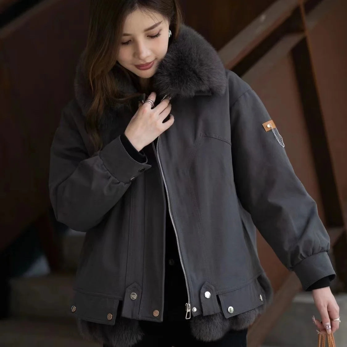 Upgraded 2023 Autumn/Winter omen's Pi vercomes Warm tras Coat Natural Fox Hair Fashion Wool Coat Temperament Slimming Inner Tank