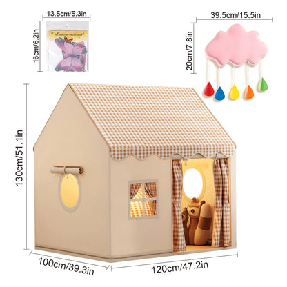 Children's Fun Playhouse Tent, Bed Canopy Partition, Children's Pretend Play Tent, Kids' Toy Castle, Portable Outdoor Toy Playhouse, Includes Cloud/Butterfly Party Decorations, Holiday Gift, Does Not Include Lighting